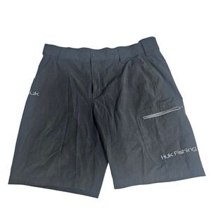 Huk Fishing Mens Pursuit Shorts Black Performance Cargo Angling Size 36 37